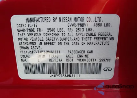 2018 Infiniti Q50 3.0T Red Sport 400 из США, поврежденный, VIN JN1FV7AP3JM461111